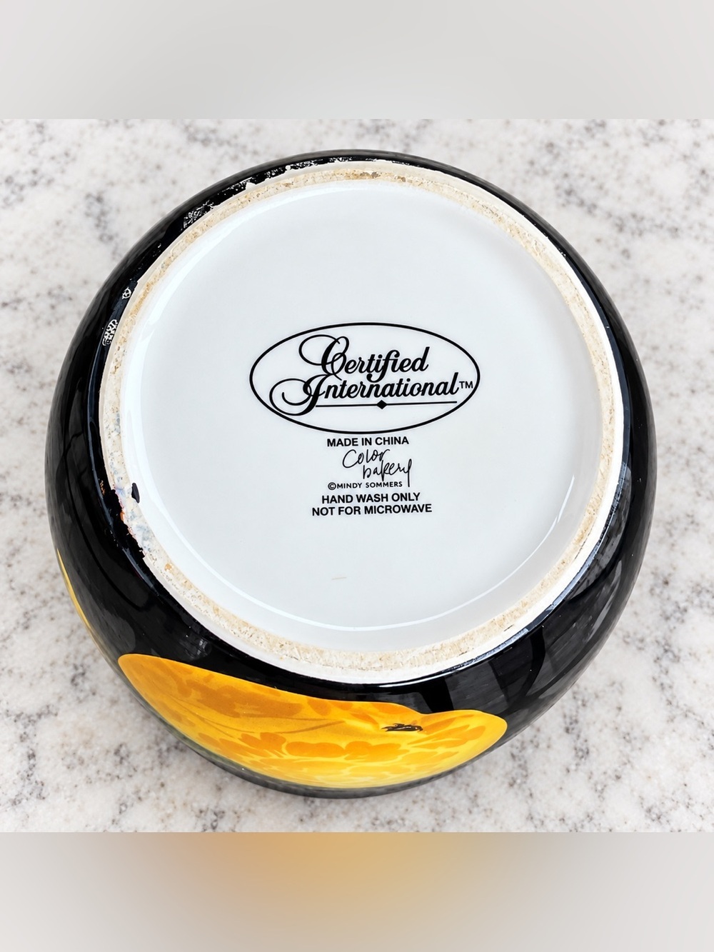 Certified International Lemon Utensil Crock Black Botanical Mindy Sommers 6.5” - Picture 5 of 7